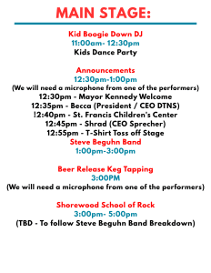 Root Beer Bash Music Schedule